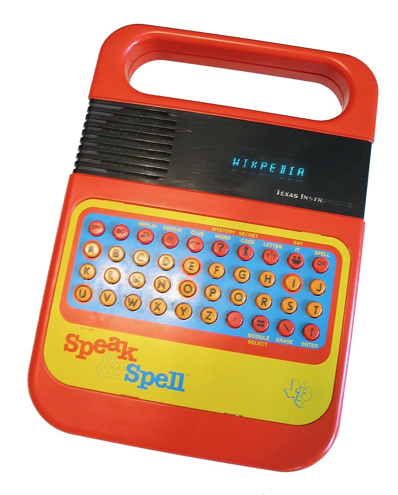 Speak and Spell handheld device, Texas Instruments 1979. [Image: Wikipedia.]